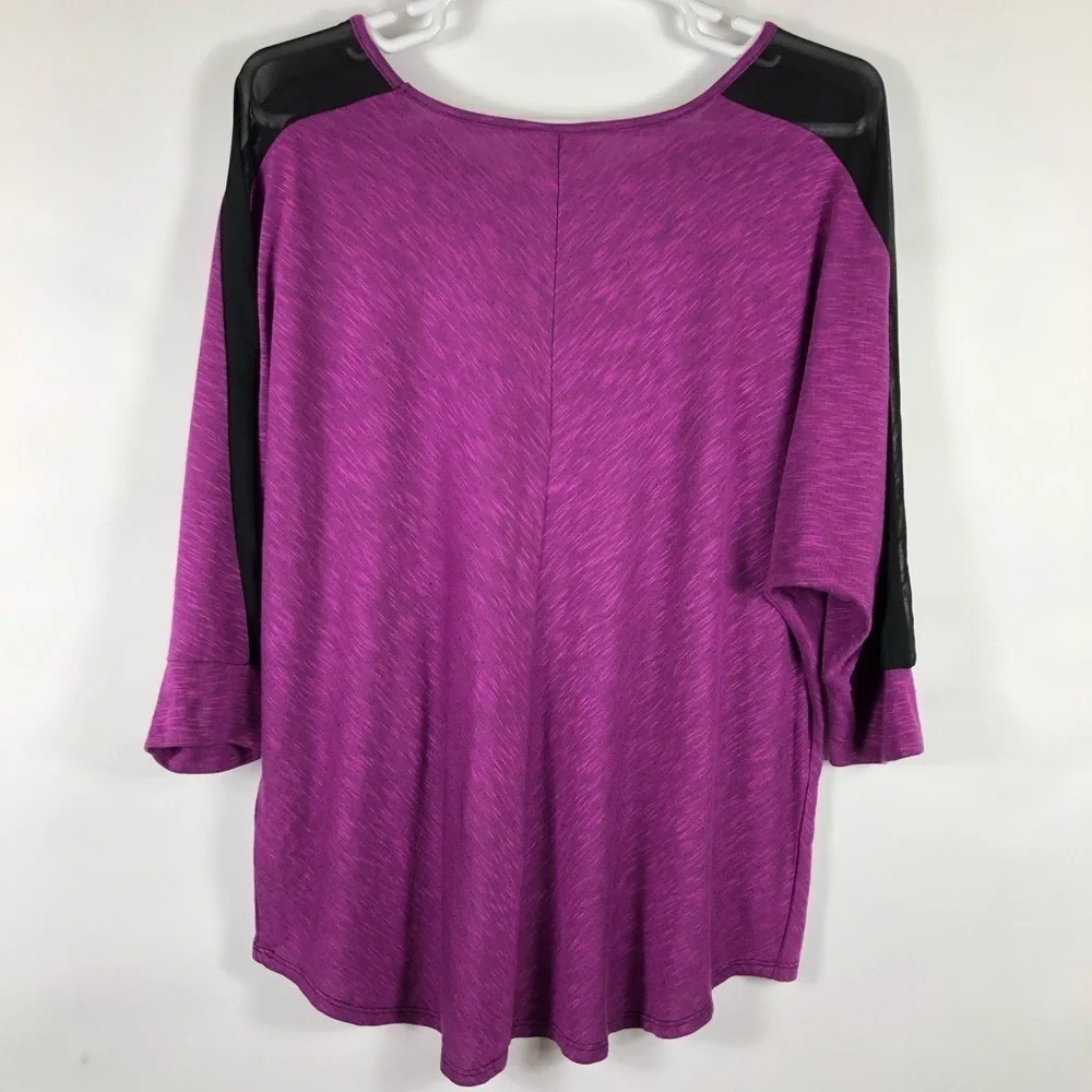 Ava & Viv Mesh‎ Dolman Sleeve Knit Top Purple 2X - Picture 6 of 7
